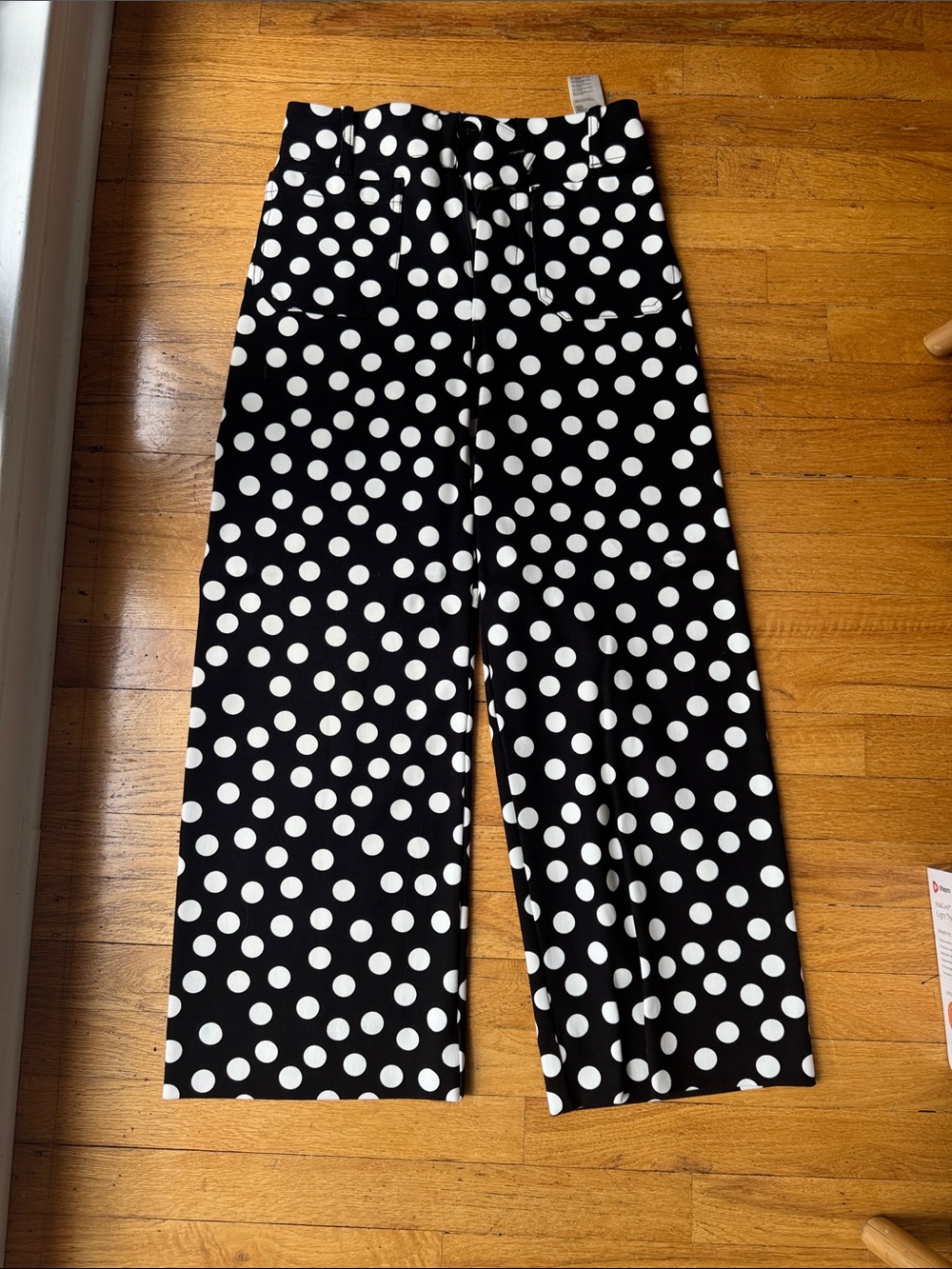 Anthropologie Black and White Polka Dot Wide-Leg Pants